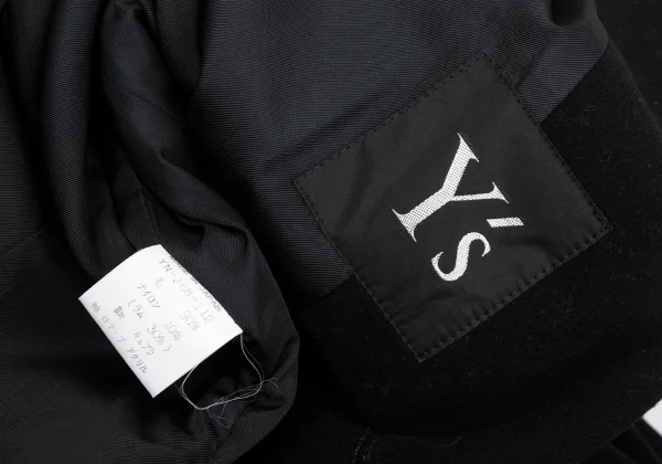 Y's Wool Blend Three-line Sleeve Sailor Collar Half Coat K-168374_018