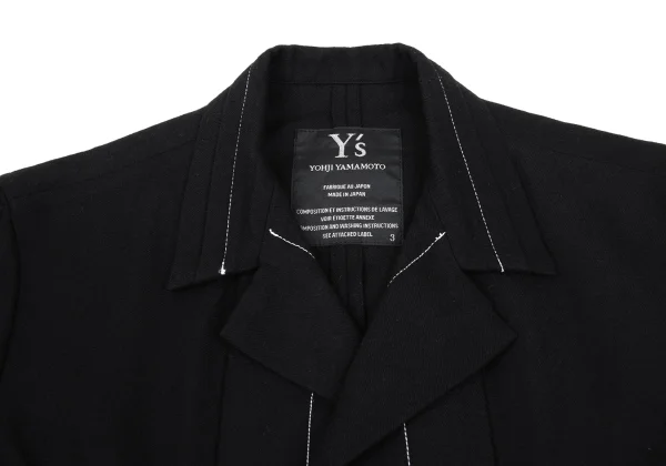 Y's Wool Blend Pleated Fly-front Jacket K-168375_006