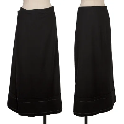 Y's Wool Blend Hem Switching Skirt