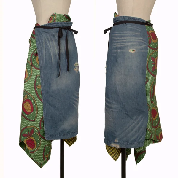 JUNYA WATANABE COMME des GARCONS Apple Leaf Print Switching Wrap Skirt Multi-Color XS K-168391_001
