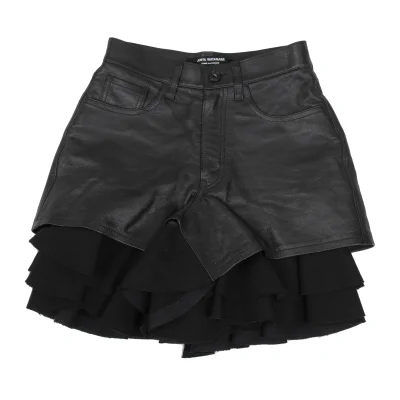 JUNYA WATANABE COMME des GARCONS Hem Frill Layered Cow Leather Skirt Pants