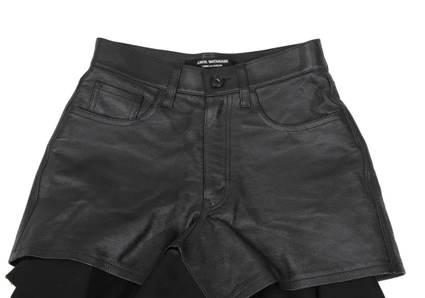 JUNYA WATANABE COMME des GARCONS Hem Frill Layered Cow Leather Skirt Pants K-168397_002