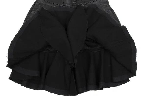 JUNYA WATANABE COMME des GARCONS Hem Frill Layered Cow Leather Skirt Pants K-168397_007