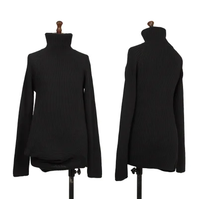 Y's Wool Rib Hem Asymmetry Turtleneck Knit