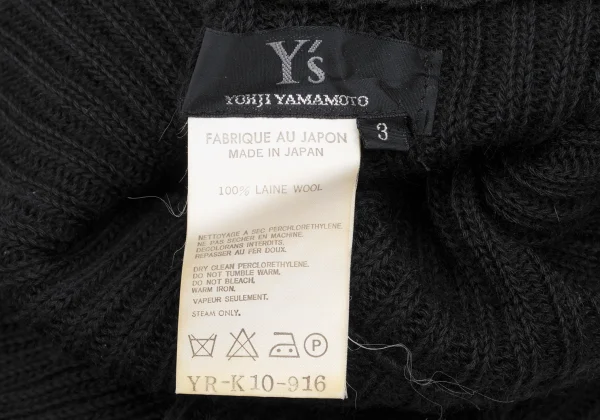 Y's Wool Rib Hem Asymmetry Turtleneck Knit K-168400_015