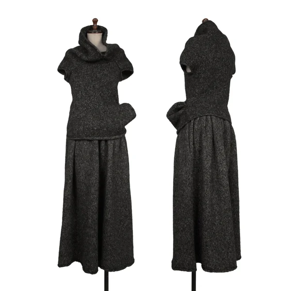 Y's Wool Blend Waist Gather Knit Skirt K-168402_010