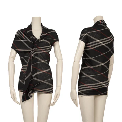 Y's Check Asymmetry Drape Knit Vest