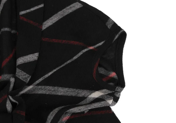 Y's Check Asymmetry Drape Knit Vest K-168404_005