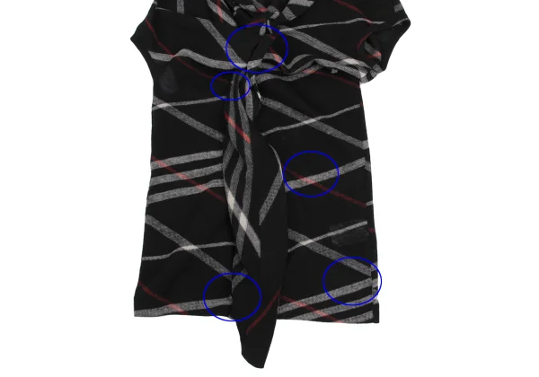 Y's Check Asymmetry Drape Knit Vest K-168404_006