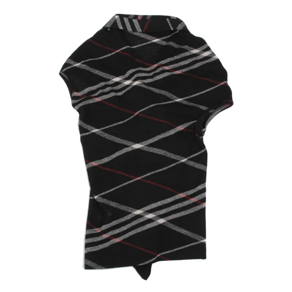 Y's Check Asymmetry Drape Knit Vest K-168404_016