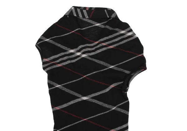 Y's Check Asymmetry Drape Knit Vest K-168404_017