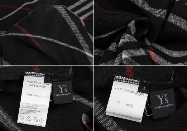 Y's Check Asymmetry Drape Knit Vest K-168404_018
