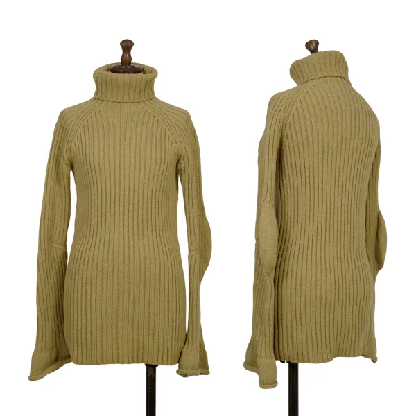 Y's Elbow Switching Low-gauge Turtleneck Knit Beige 3 K-168406_001