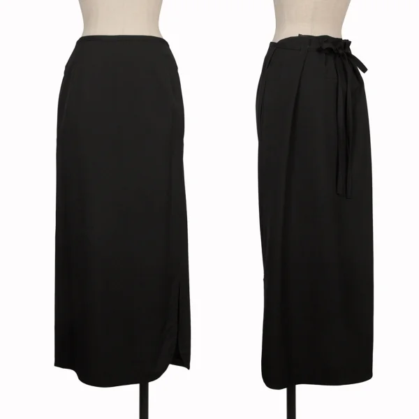 Y's Wool Gaba Waist String Skirt Black 3 K-168410_001