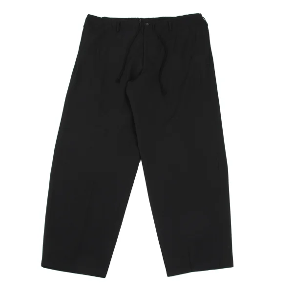 Yohji Yamamoto POUR HOMME Wool Gaba Drawstring Wide Pants Black M K-168412_001