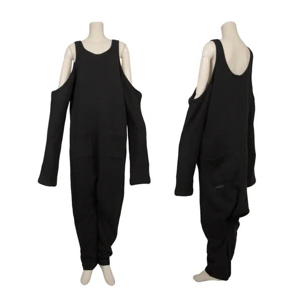 REGULATION yohji yamamoto Sweatshirt Off-Shoulder Jumpsuit Black 2 K-168415_001