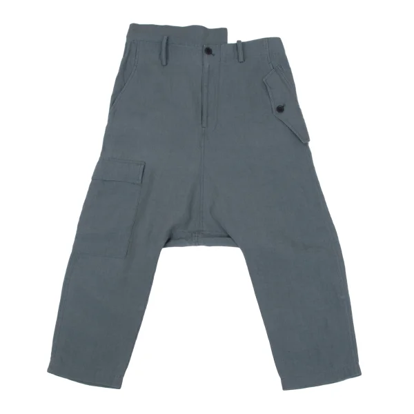 REGULATION yohji yamamoto Linen Cargo Dropped Crotch Pants Blue,Grey 2 K-168416_001