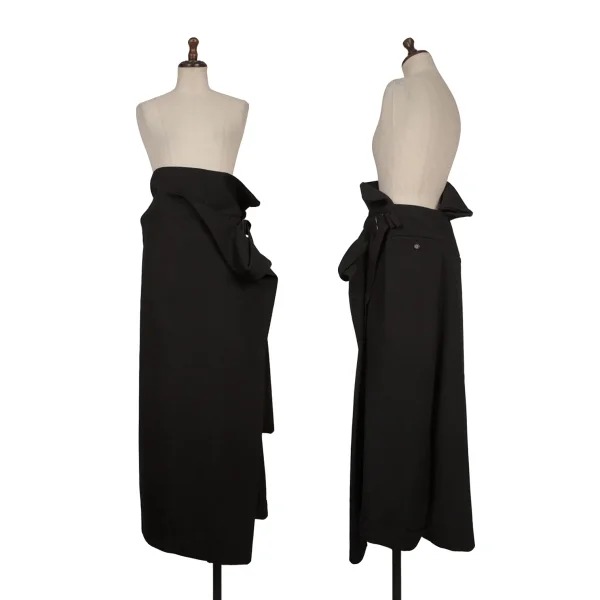 REGULATION yohji yamamoto Wool Wrap Dropped Crotch Pants Black 2 K-168418_001