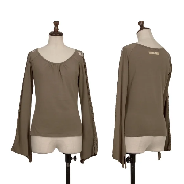 Jean's Paul GAULTIER Braided Sleeve T Shirt Mocha 40 K-168419_001