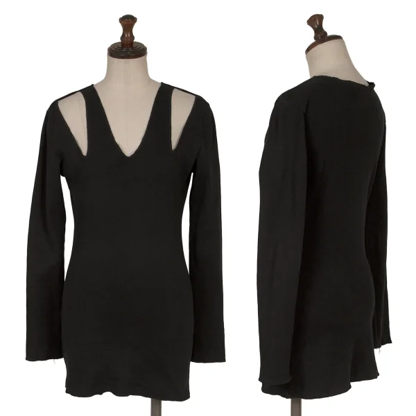 JUNIOR GAULTIER Stretch Cotton Cutting Shoulder Top Black 40 K-168420_001