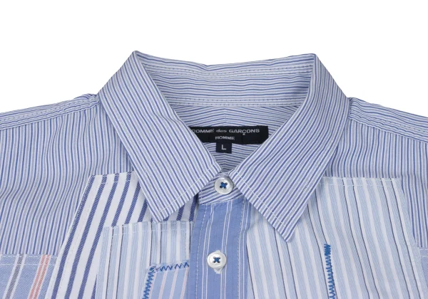 COMME des GARCONS HOMME Cotton Front Patch-work Design Stripe Shirt K-168437_003