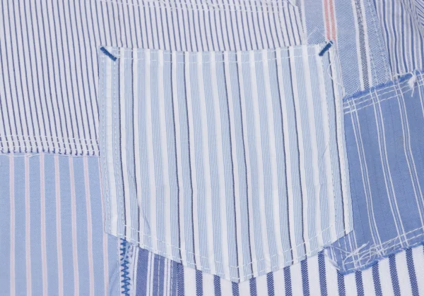 COMME des GARCONS HOMME Cotton Front Patch-work Design Stripe Shirt K-168437_004