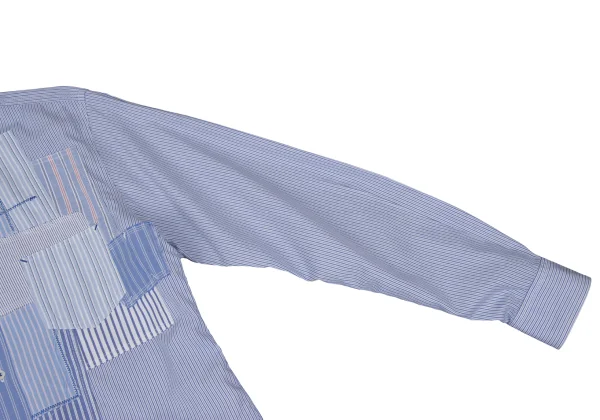 COMME des GARCONS HOMME Cotton Front Patch-work Design Stripe Shirt K-168437_006