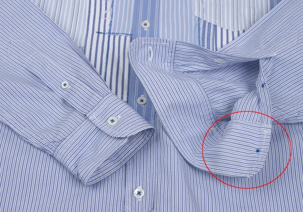 COMME des GARCONS HOMME Cotton Front Patch-work Design Stripe Shirt K-168437_007