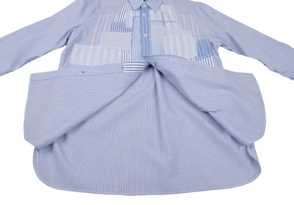 COMME des GARCONS HOMME Cotton Front Patch-work Design Stripe Shirt K-168437_013