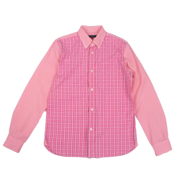 COMME des GARCONS HOMME Cotton Check Switching Design Shirt Pink L K-168438_001