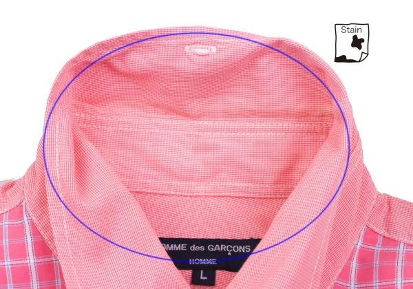 COMME des GARCONS HOMME Cotton Check Switching Design Shirt K-168438_004