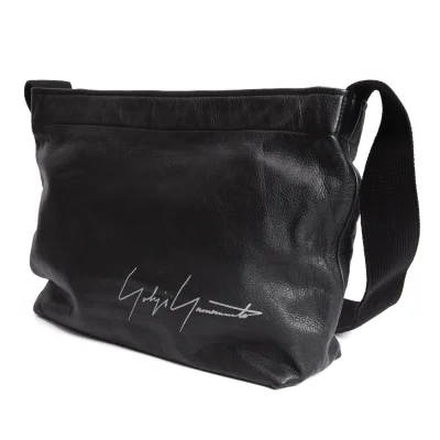 Yohji Yamamoto Logo Printed Leather Shoulder Bag
