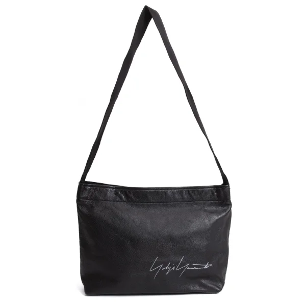 Yohji Yamamoto Logo Printed Leather Shoulder Bag K-168452_002