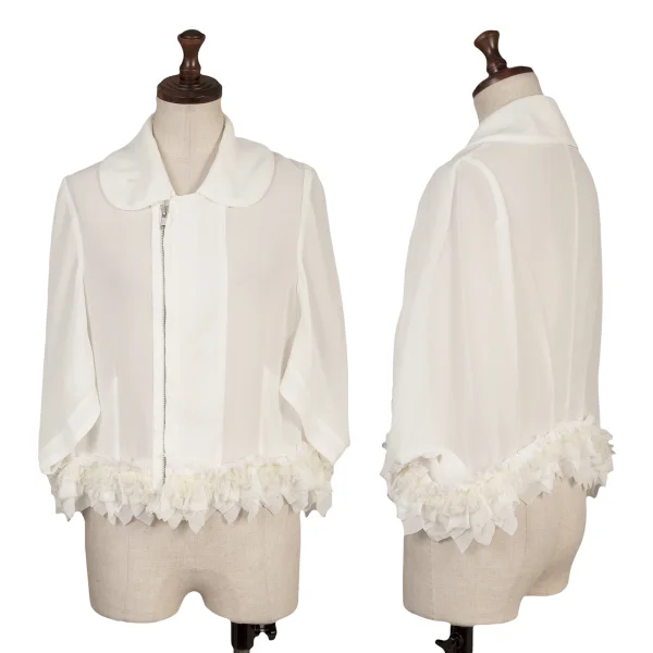 COMME des GARCONS Frill Design Sheer Zip Short Jacket White S K-168462_001