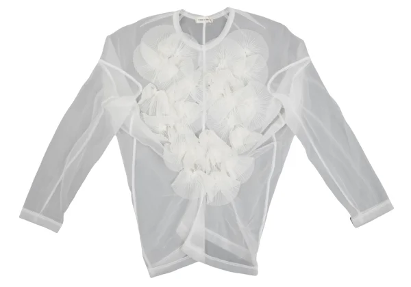 COMME des GARCONS Pleated Embellished Mesh T-shirt K-168465_002