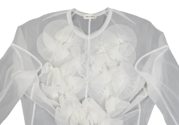 COMME des GARCONS Pleated Embellished Mesh T-shirt K-168465_003