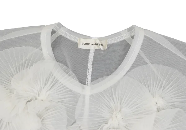 COMME des GARCONS Pleated Embellished Mesh T-shirt K-168465_004