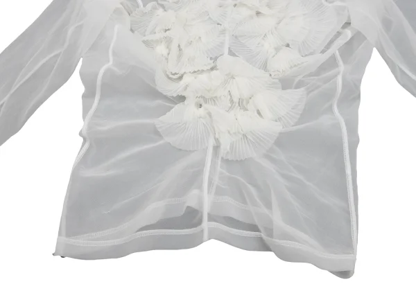 COMME des GARCONS Pleated Embellished Mesh T-shirt K-168465_008