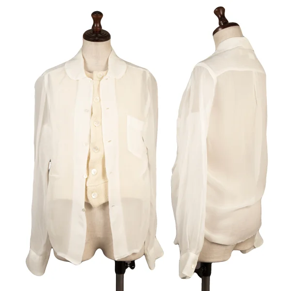 COMME des GARCONS Knit Vest Layered Sheer Blouse White XS K-168467_001