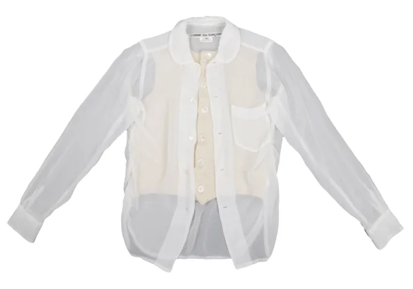COMME des GARCONS Knit Vest Layered Sheer Blouse K-168467_002
