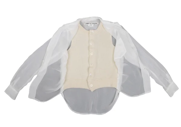 COMME des GARCONS Knit Vest Layered Sheer Blouse K-168467_014