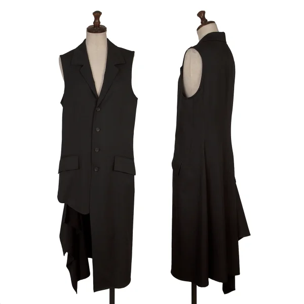 Yohji Yamamoto collections Wool Gaba Asymmetrical Draped Jacket Black 1 K-168471_001