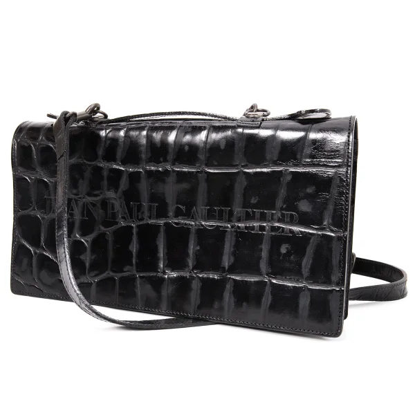 Jean Paul GAULTIER Crocodile Emboss Leather 2way Bag Black  K-168475_001