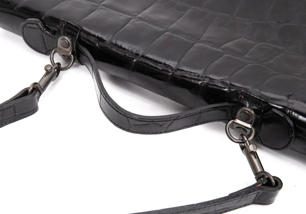 Jean Paul GAULTIER Crocodile Emboss Leather 2way Bag K-168475_010