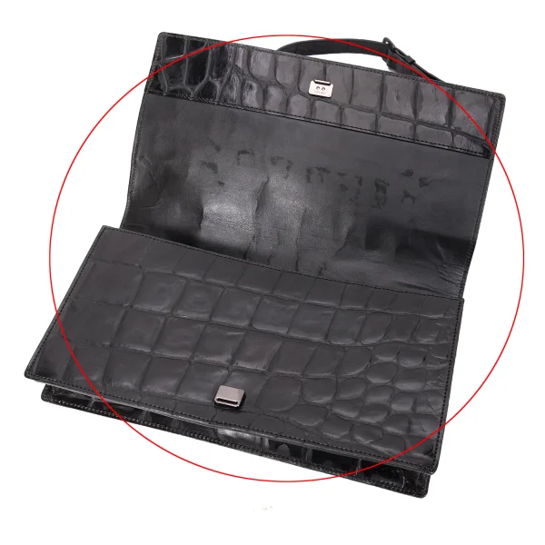 Jean Paul GAULTIER Crocodile Emboss Leather 2way Bag K-168475_015