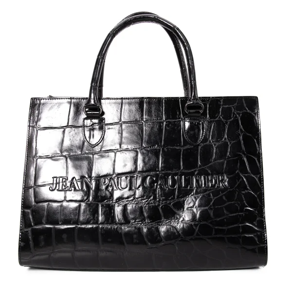 Jean Paul GAULTIER Crocodile Emboss Leather 2way Bag K-168476_003