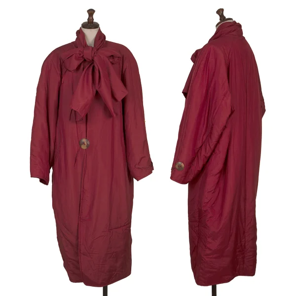 ヨーガンレールJURGEN LEHL シルクストールネック中綿コート ボルドーM