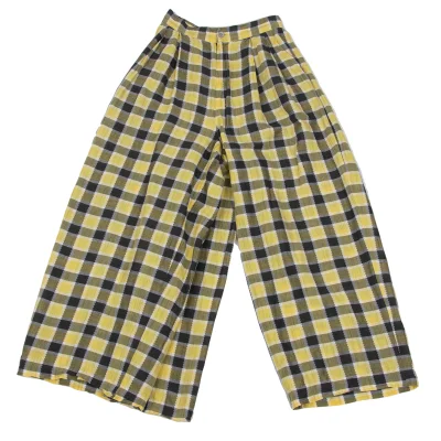 ISSEY MIYAKE Tuck Design Asymmetrical Check Pants