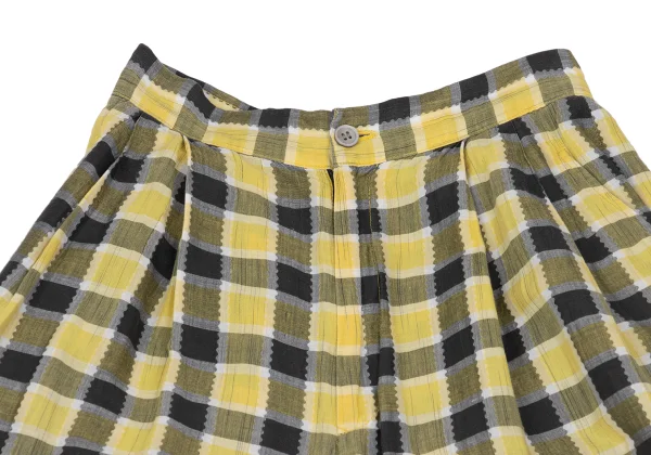 ISSEY MIYAKE Tuck Design Asymmetrical Check Pants K-168485_003