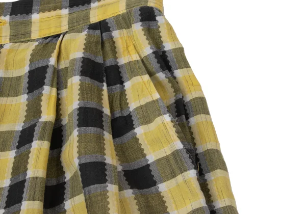 ISSEY MIYAKE Tuck Design Asymmetrical Check Pants K-168485_004